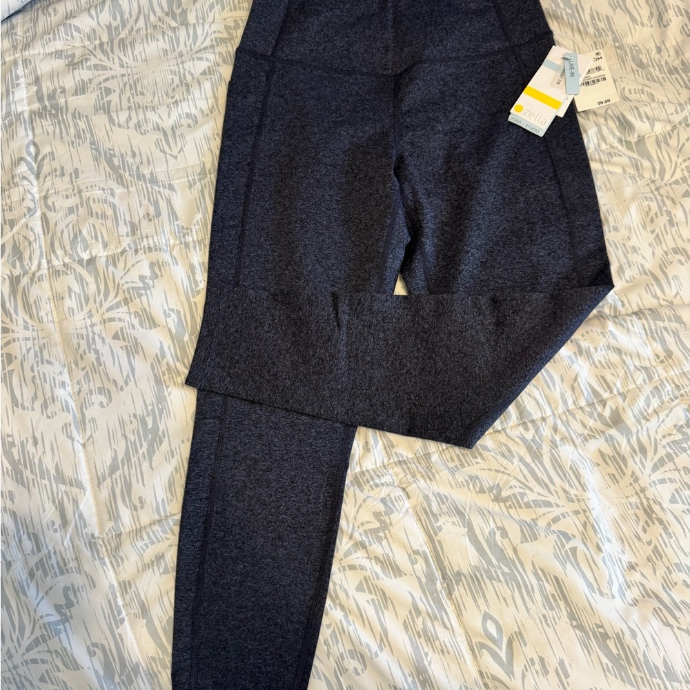 Zella Heathered Navy Leggings with Side Pockets